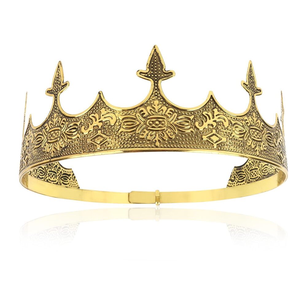 9134 King Crown - Baroque Royal Crown Adjustable Size Prom Prince Tiara